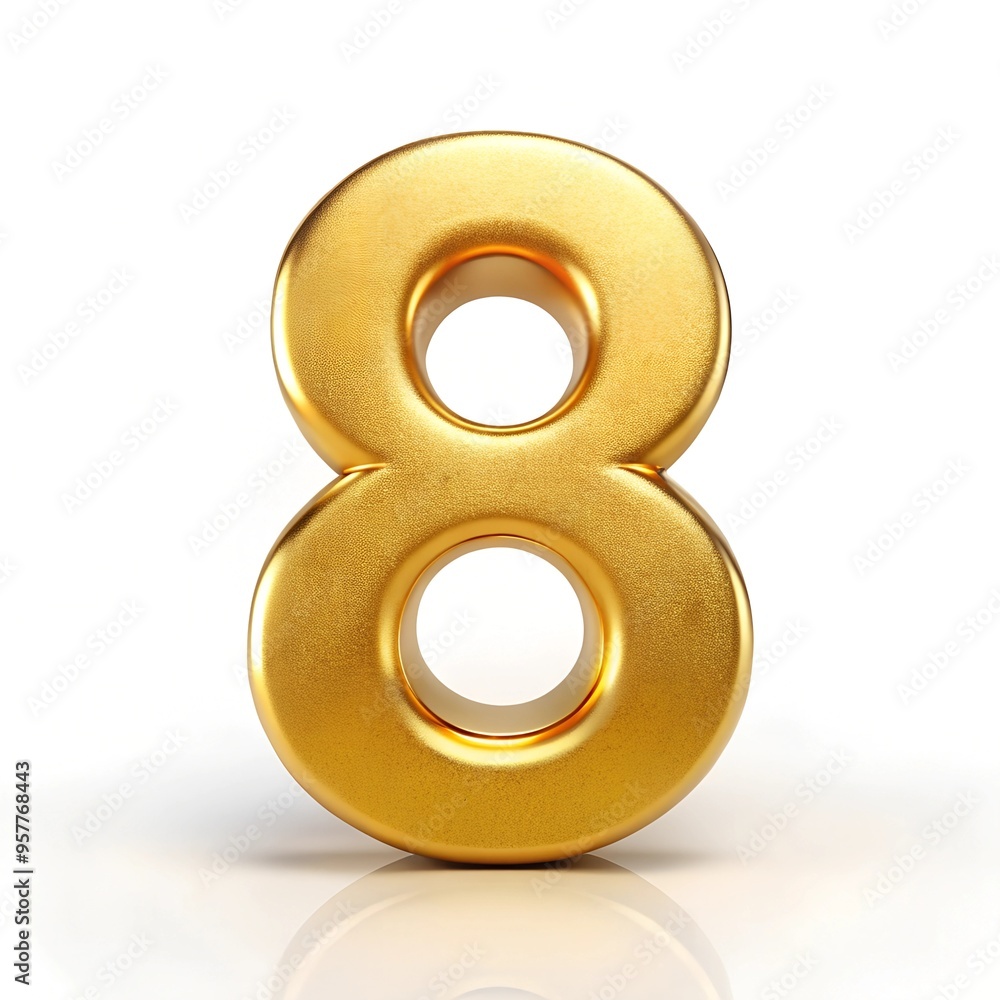 the number 8 with a shiny gold effect on a white background