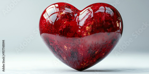 A close-up of a red heart with flecks of gold, a symbol of love and passion.