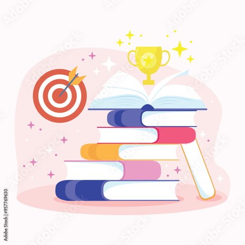 Vector Illustration of Focus on Learning to Achive Success photo