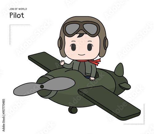 This illustration is an airplane pilot character.