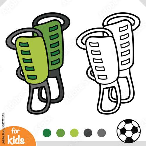 Football Shin Guards, Coloring book for kids, sport equipment