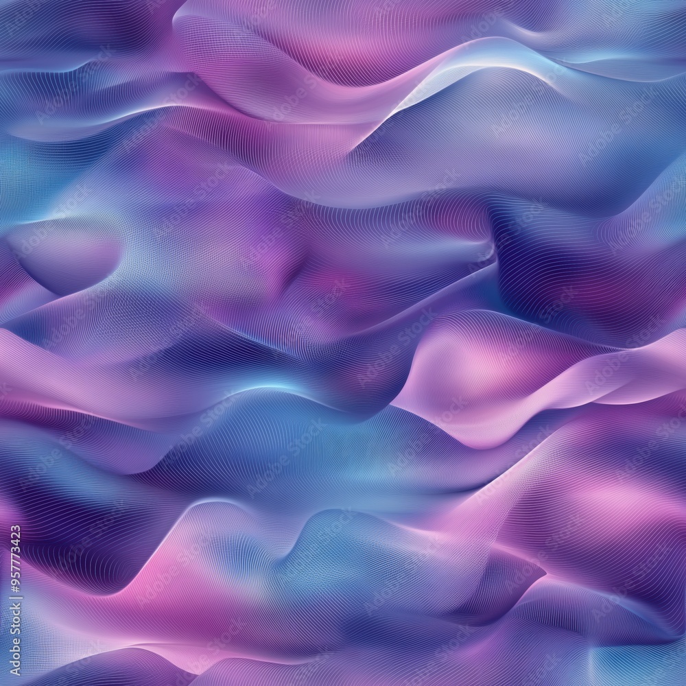 Seamless abstract pattern featuring smooth, wavy gradients in shades of purple and blue, creating a calming and fluid design with soft textures. Seamless abstract pattern featuring smooth, wavy gradients in shades of purple and blue, creating a calming and fluid design with soft textures.