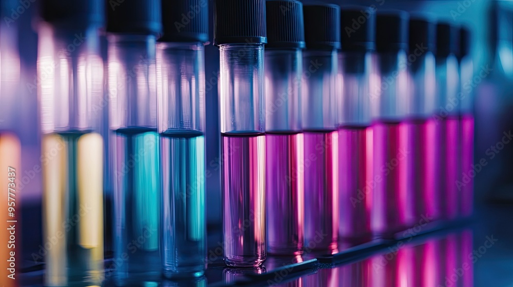 Closeup Shot of Glass Tubes in a Laboratory Setting with Scientific Equipment Closeup Shot of Glass Tubes in a Laboratory Setting with Scientific Equipment