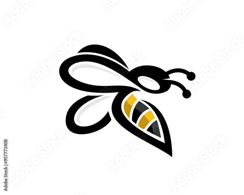 abstract flying bee art design template illustration
