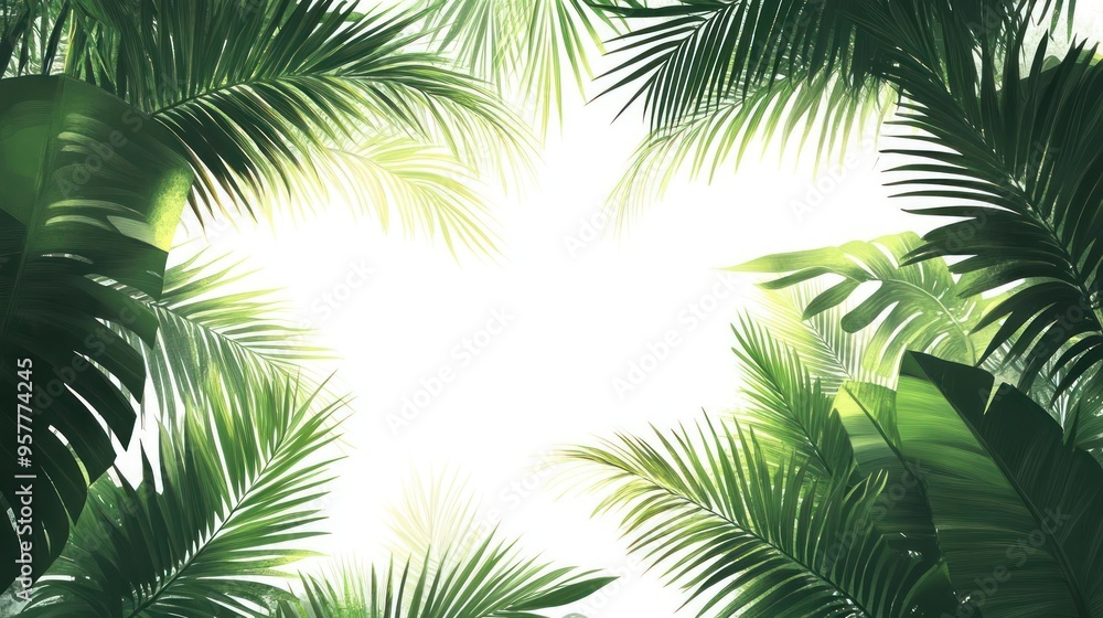 Fototapeta premium A tropical background with palm leaves.