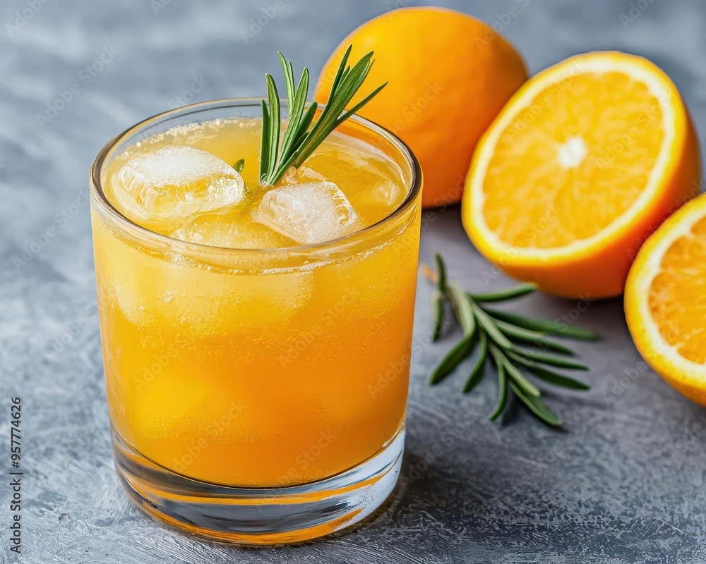 Cold citrus juice with ice cubes, served at a cozy indoor winter gathering, cold beverages, winter party drinks Cold citrus juice with ice cubes, served at a cozy indoor winter gathering, cold beverages, winter party drinks