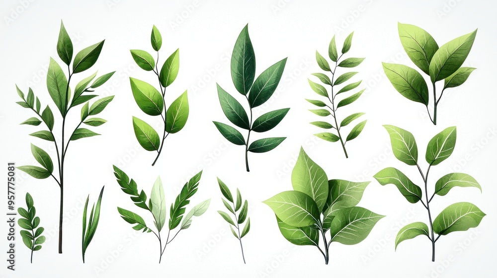 Fototapeta premium Vibrant Leaf and Foliage Brush Pack - Enhance Your Digital Art with Nature-inspired Styles