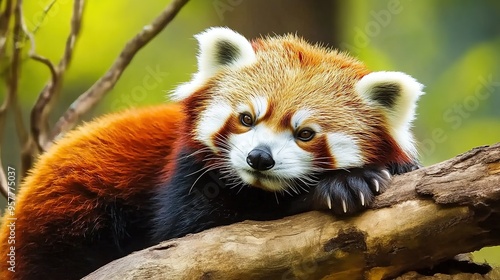 Whimsical Red Panda in a Playful Pose on a White Background - A Cute and Colorful Character.