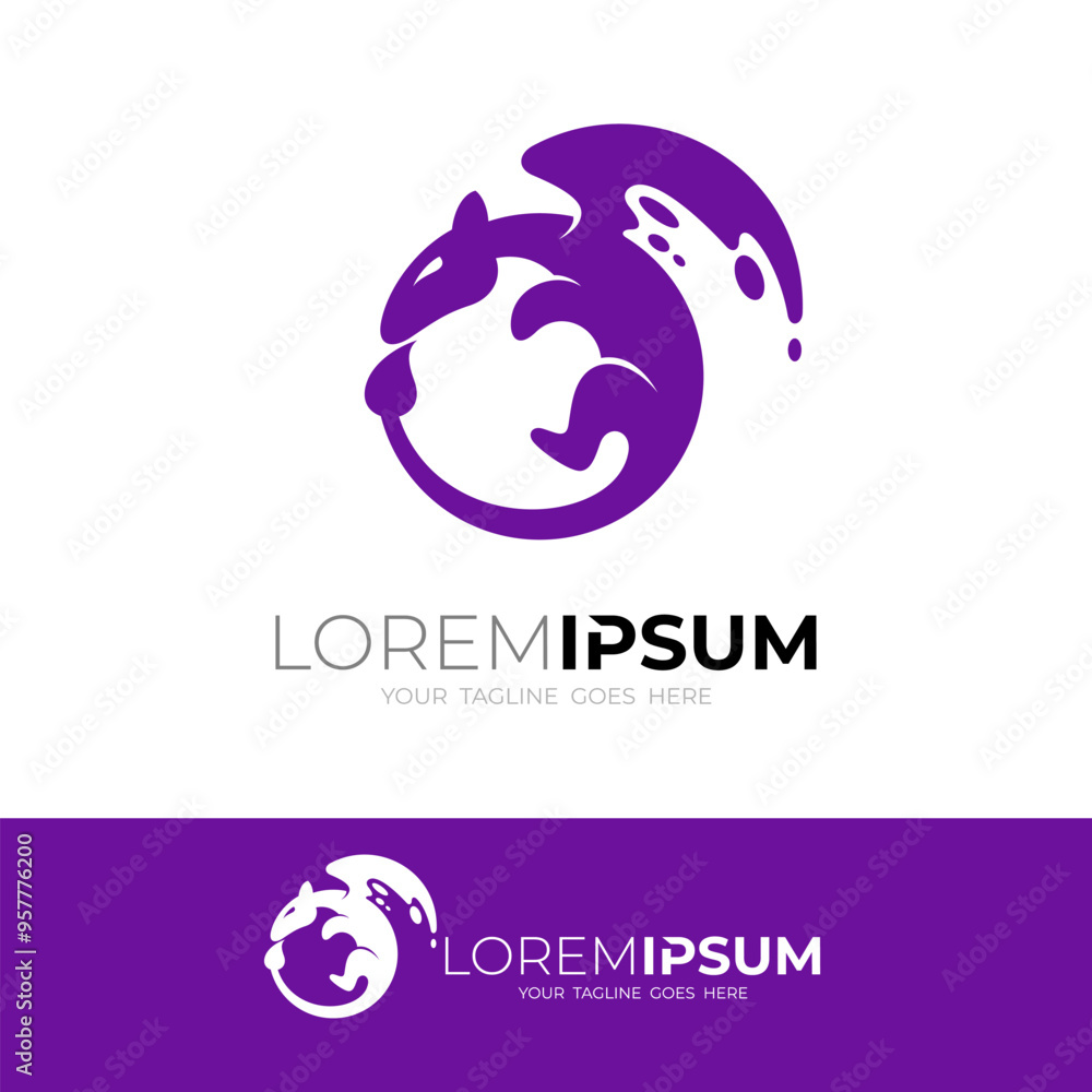 Dragon logo, mythical animal icon, flat logos Dragon logo, mythical animal icon, flat logos