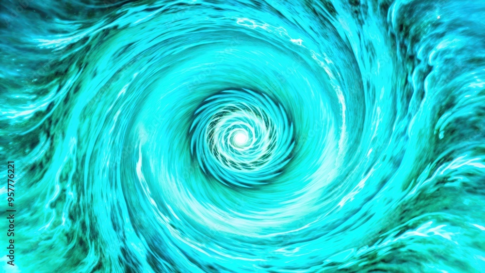A turquoise whirlpool with swirling water patterns. A turquoise whirlpool with swirling water patterns.
