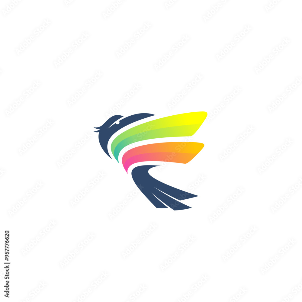 Letter F logo and eagle design template, flying bird icon Letter F logo and eagle design template, flying bird icon