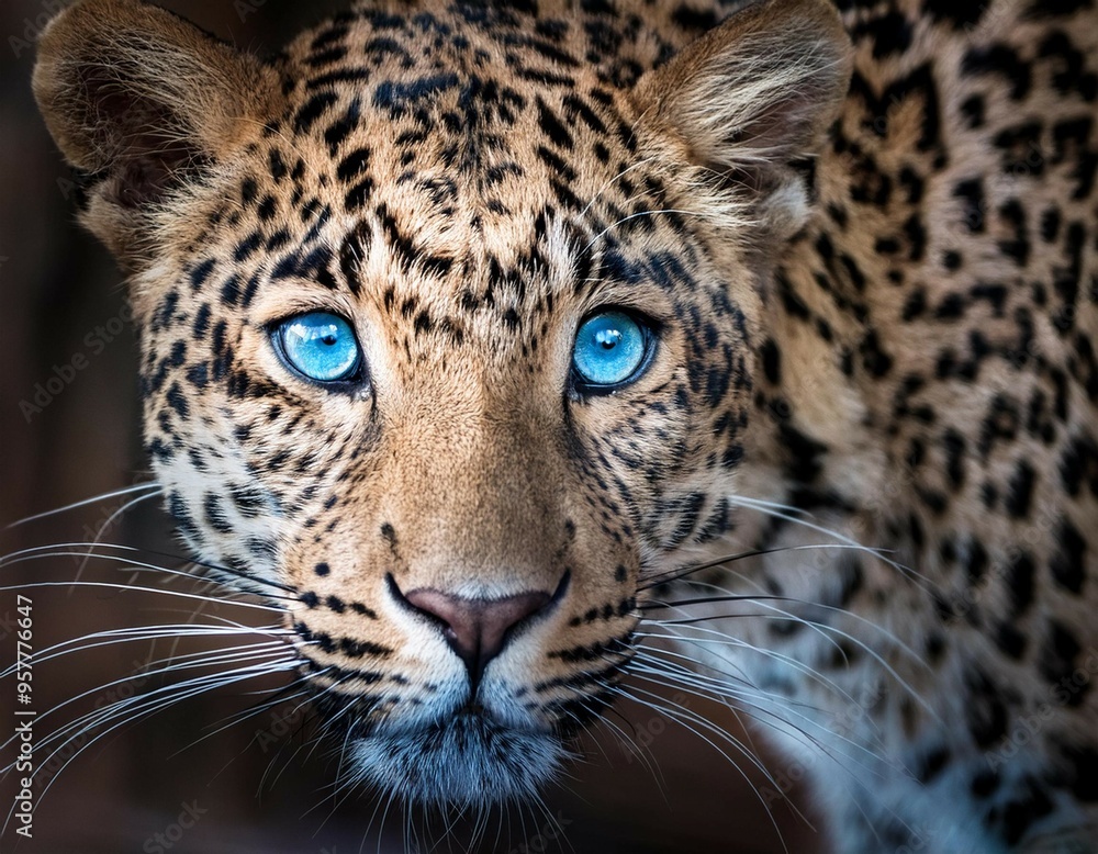 Close-up portrait of a majestic leopard, its piercing eyes and spotted fur capturing the essence of a wild, predatory feline Close-up portrait of a majestic leopard, its piercing eyes and spotted fur capturing the essence of a wild, predatory feline
