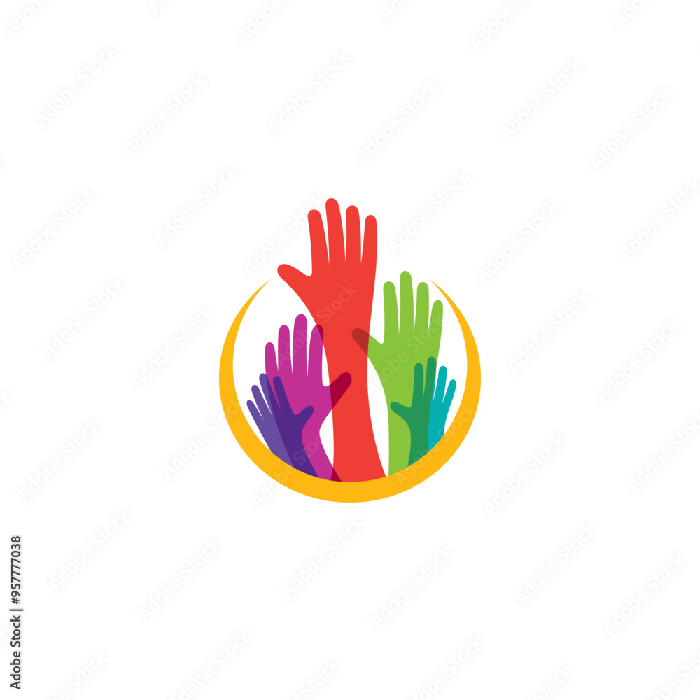 Obraz premium Hand care design colorful, charity logo vector, community logos