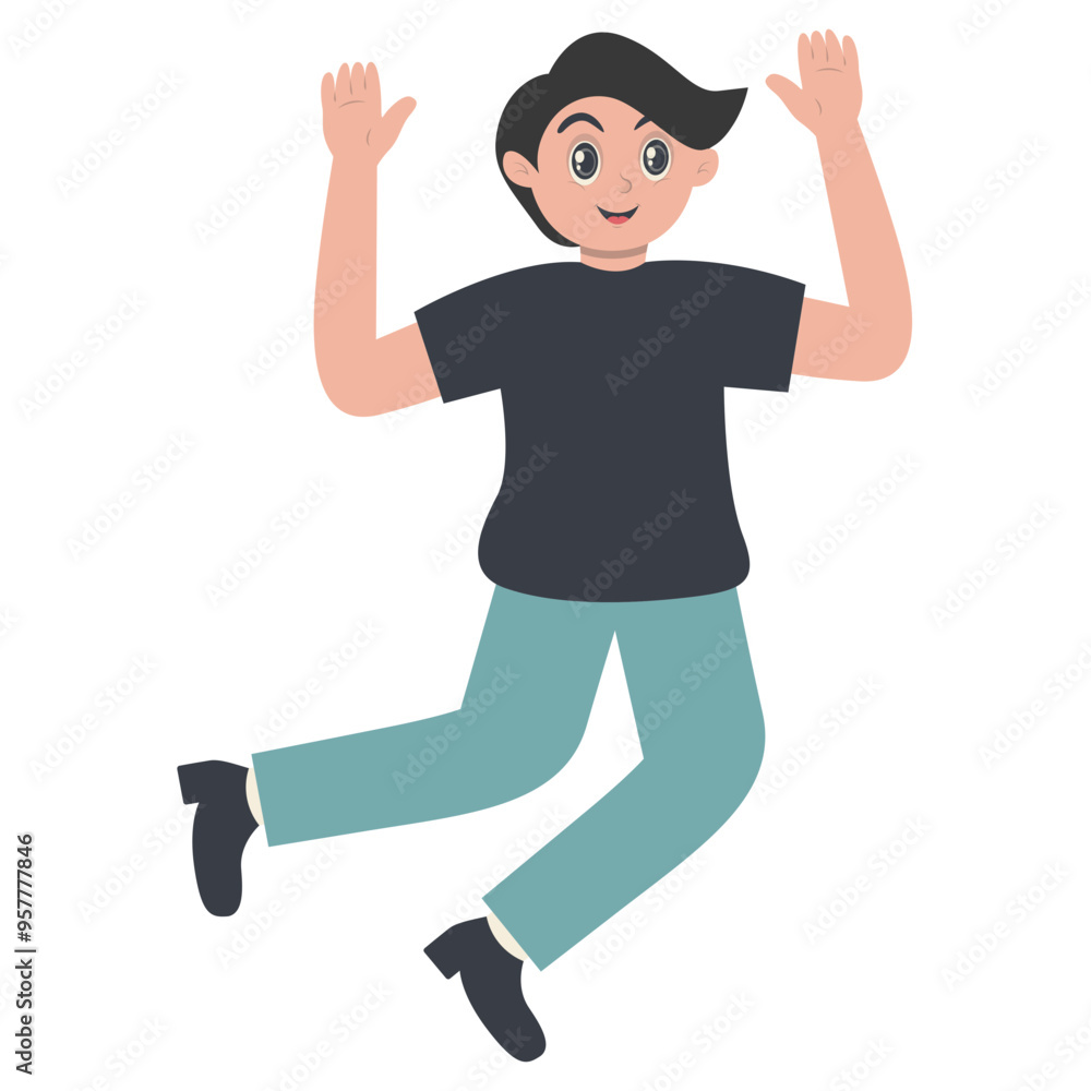 Young People Jumping Character. Vector Cartoon Clipart Isolated on White Background. Young People Jumping Character. Vector Cartoon Clipart Isolated on White Background.