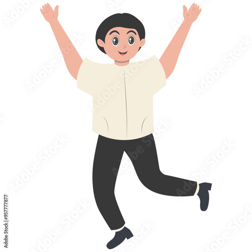 Young People Jumping Character. Vector Cartoon Clipart Isolated on White Background.