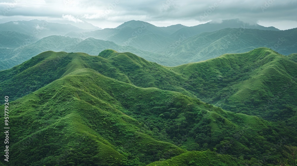 Verdant mountain range - Rolling hills creating abstract nature background for adventure Verdant mountain range - Rolling hills creating abstract nature background for adventure