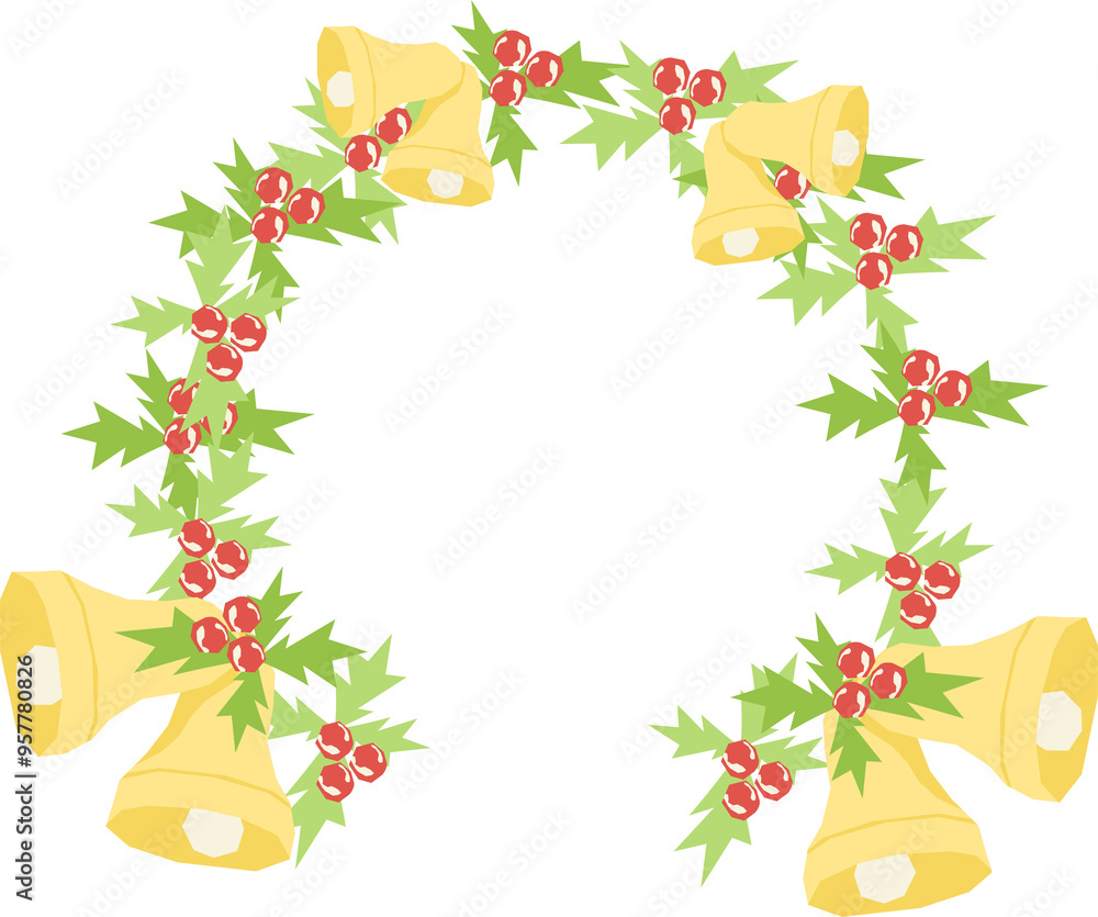 Fototapeta premium Christmas wreath with bells
