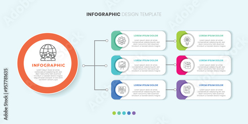 infographic label design with circle infographic template design and 6 options or steps. Can be used for process diagram, presentations, workflow layout, banner, flow chart, info graph.