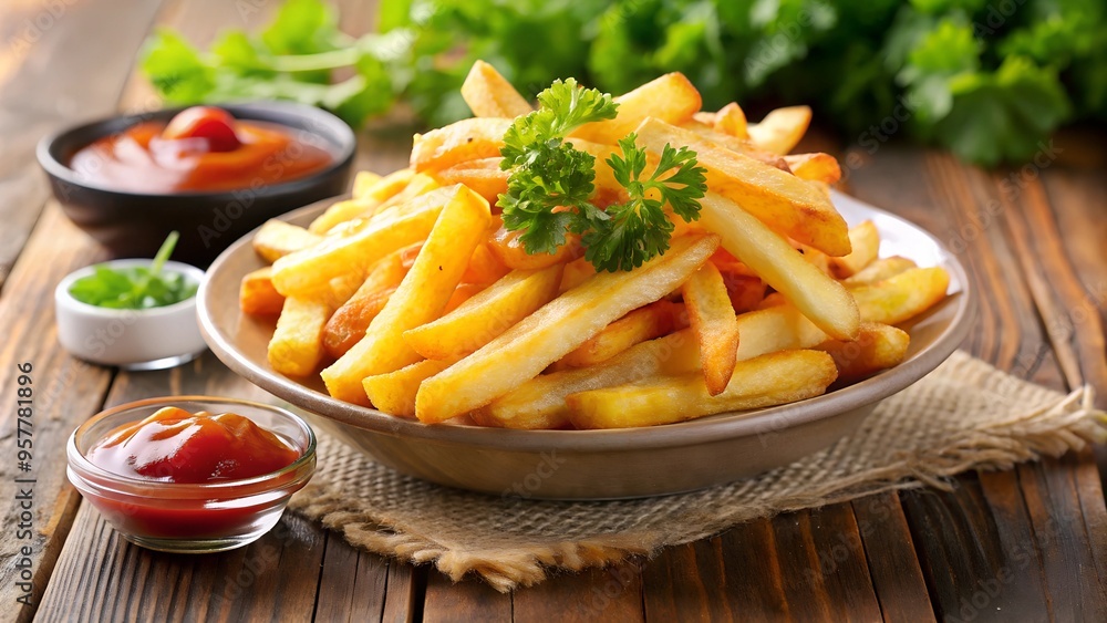 French fries on a beautiful background, French fries on a beautiful background,