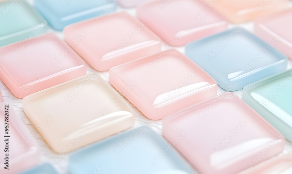 Cute pastel colored glass tile pattern, Generative AI Cute pastel colored glass tile pattern, Generative AI
