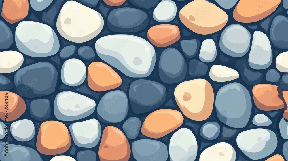 Experience a vivid game texture featuring seamless stones and pebbles, perfect for modern flat illustrations with a cartoon touch. Experience a vivid game texture featuring seamless stones and pebbles, perfect for modern flat illustrations with a cartoon touch.