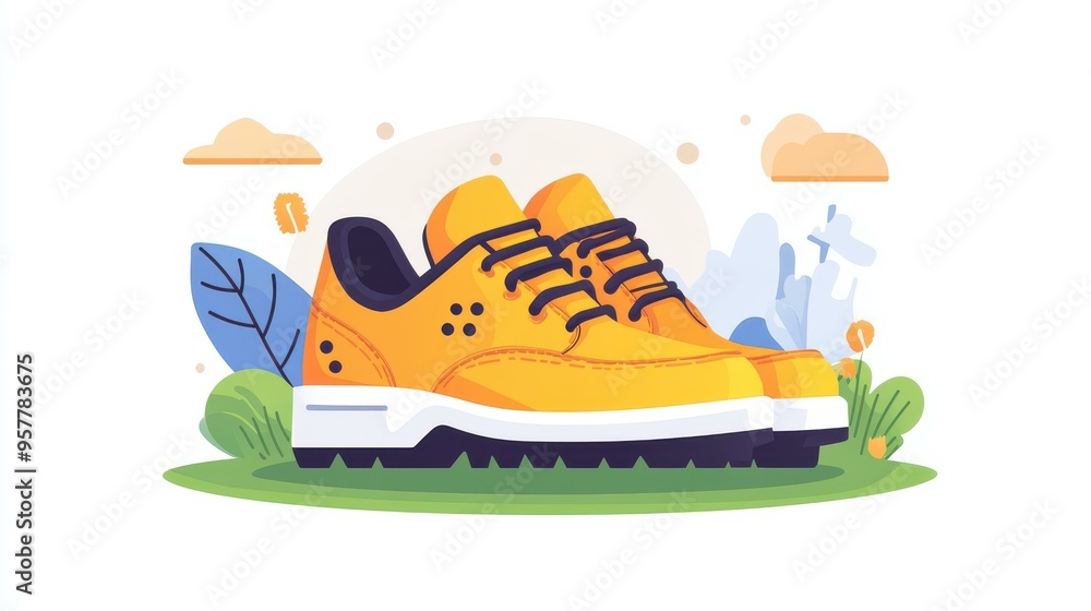 Bright and playful cartoon golf shoes designed in a modern flat style, perfect for adding flair to any sportsrelated content. Bright and playful cartoon golf shoes designed in a modern flat style, perfect for adding flair to any sportsrelated content.
