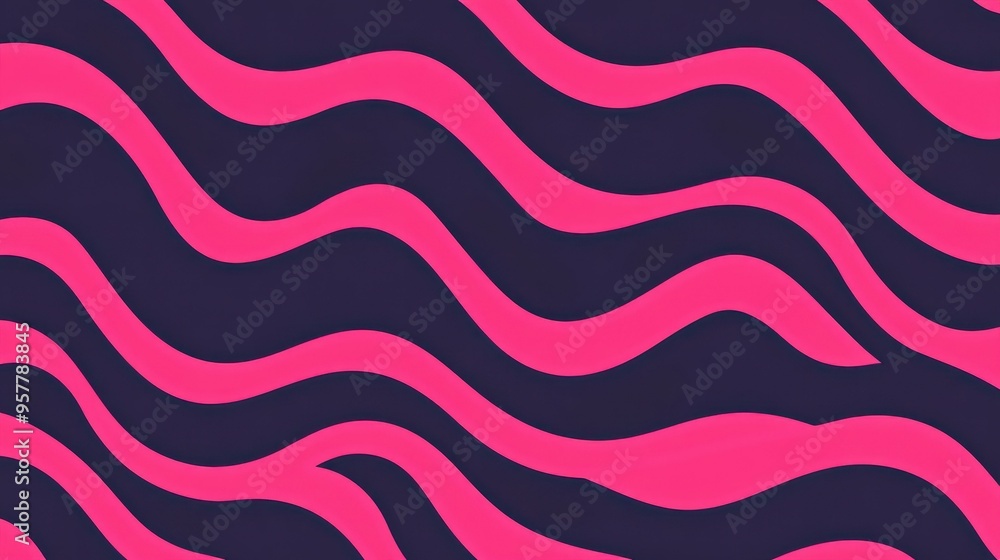 Obraz premium Vibrant retro backdrop featuring pink wavy lines, perfect for a unique, groovy aesthetic in your designs.