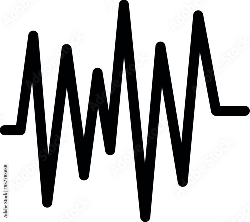 Black ekg line is fluctuating on a white background, representing a heart beat