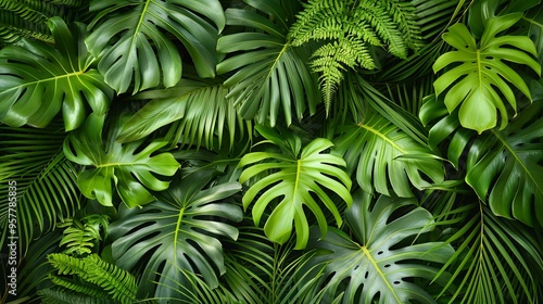 07231249 627. High-resolution image of lush tropical tree leaves from the Asian tropics, showcasing the natural textures and vibrant greens to create a rich, nature-themed background