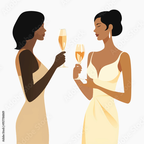 Elegant women celebrating together