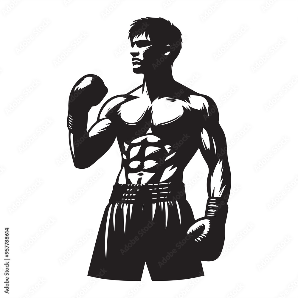 Boxing Boxer Silhouette vector Illustration editable eps Boxing Boxer Silhouette vector Illustration editable eps