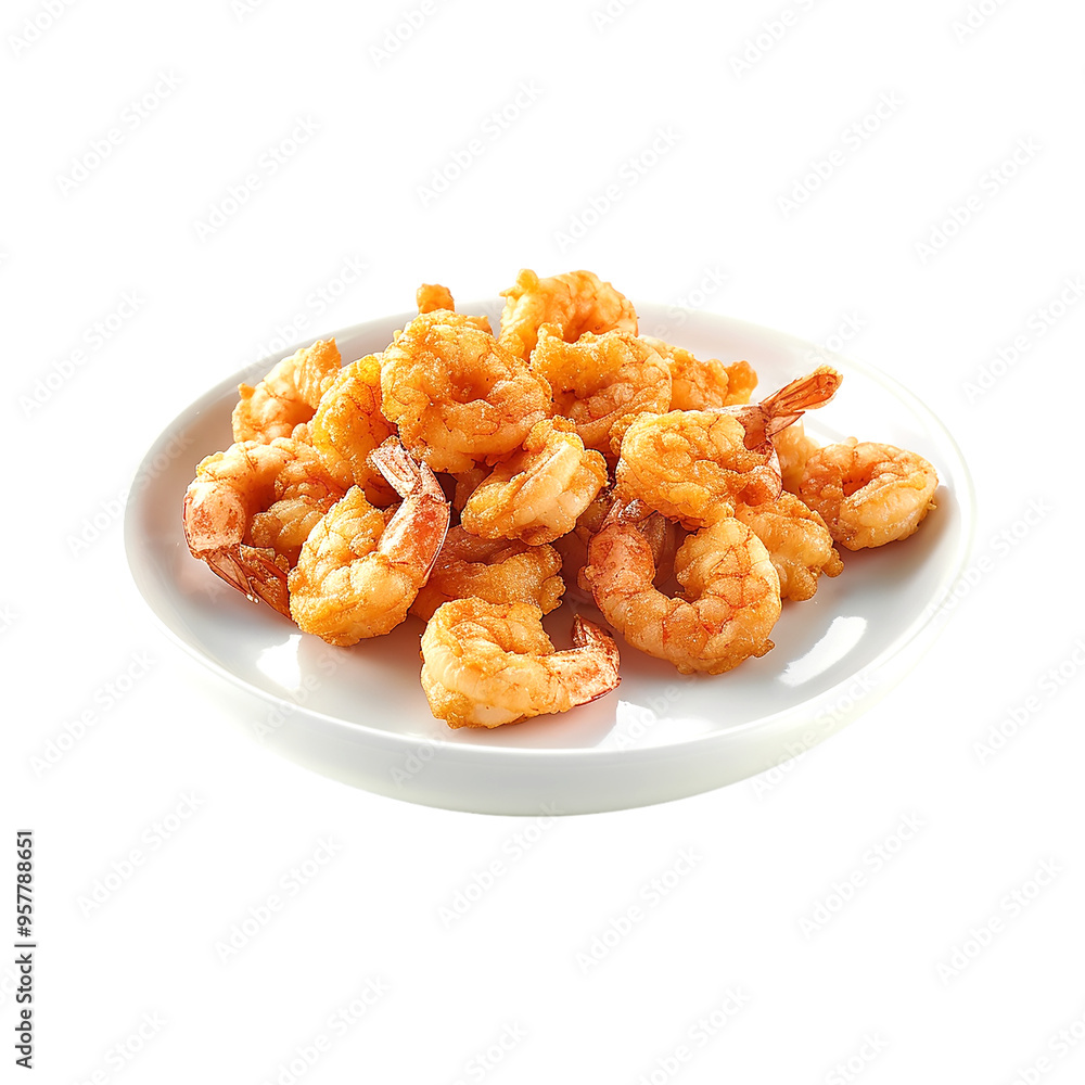 Fried Shrimps in a plate isolated on a transparent background Fried Shrimps in a plate isolated on a transparent background