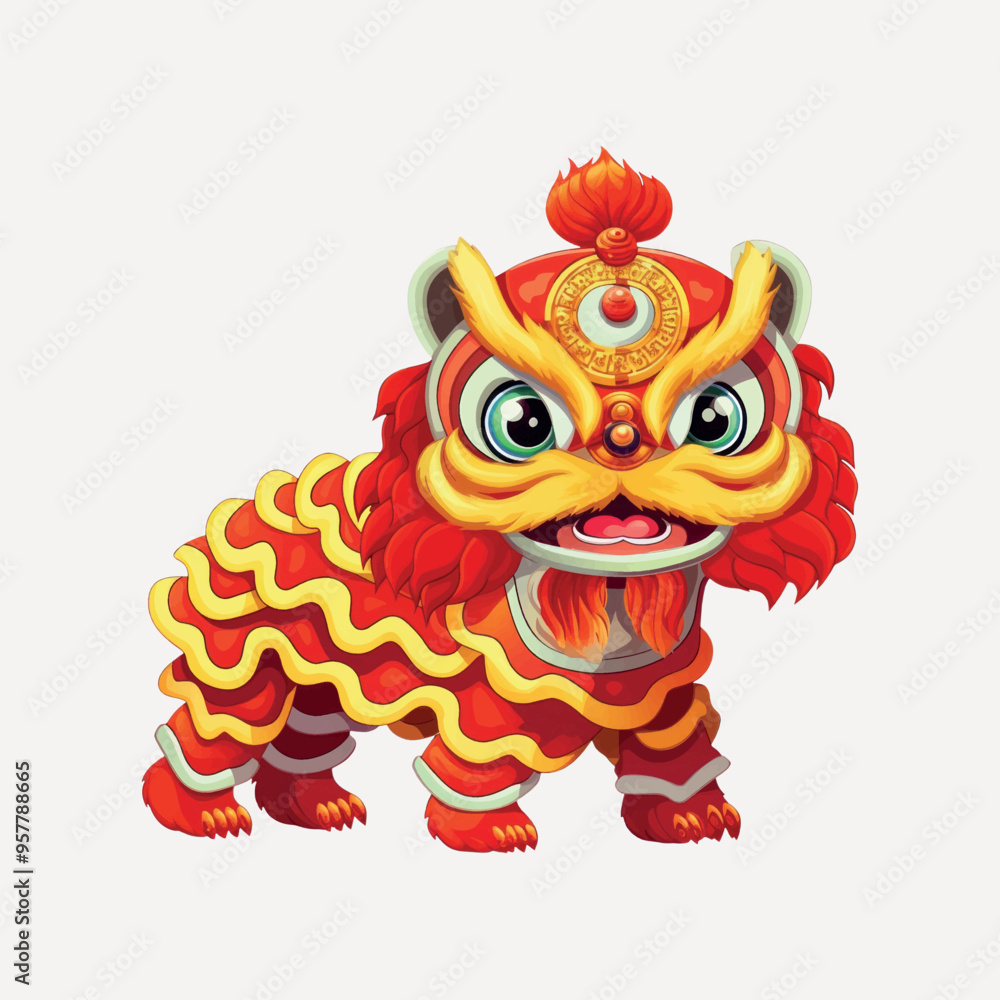 Fototapeta premium Colorful traditional Chinese lion dance