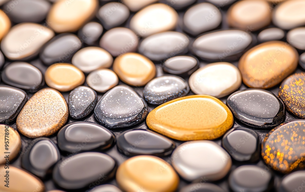 Close-up of smooth, colorful pebbles creating a visually appealing and natural stone texture background. Close-up of smooth, colorful pebbles creating a visually appealing and natural stone texture background.