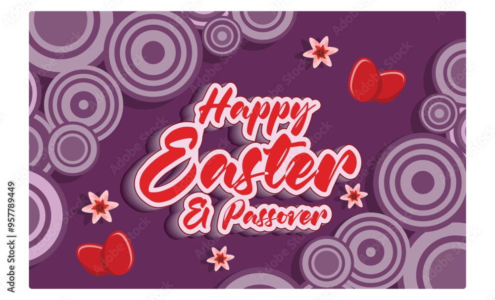 Happy Passover to Christians. Passover decoration of eggs and flowers. Passover Day concept. Flat vector illustration. Happy Passover to Christians. Passover decoration of eggs and flowers. Passover Day concept. Flat vector illustration.