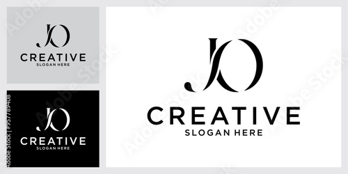 JO or OJ initial letter logo design vector.