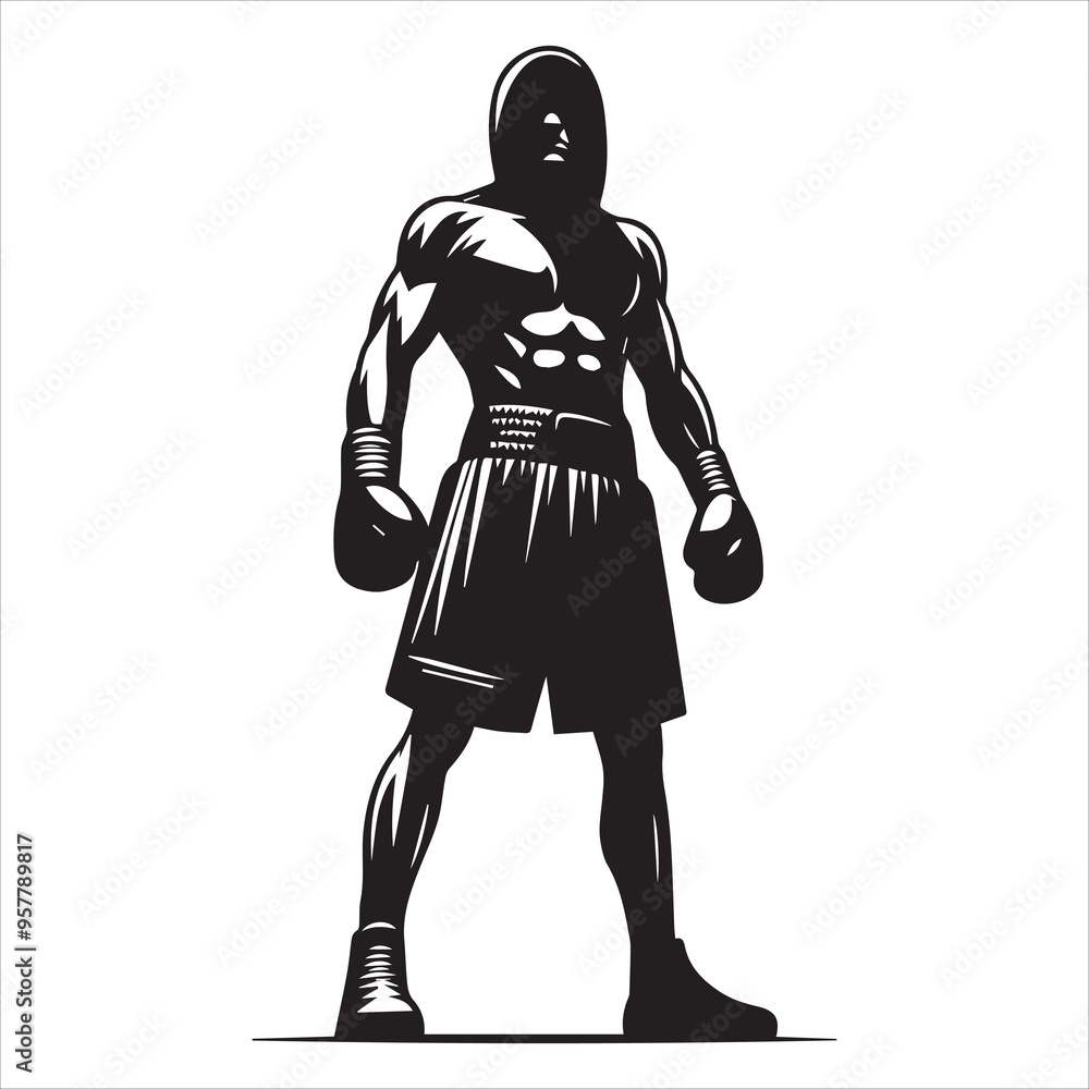 Boxing Boxer Silhouette vector Illustration editable eps Boxing Boxer Silhouette vector Illustration editable eps