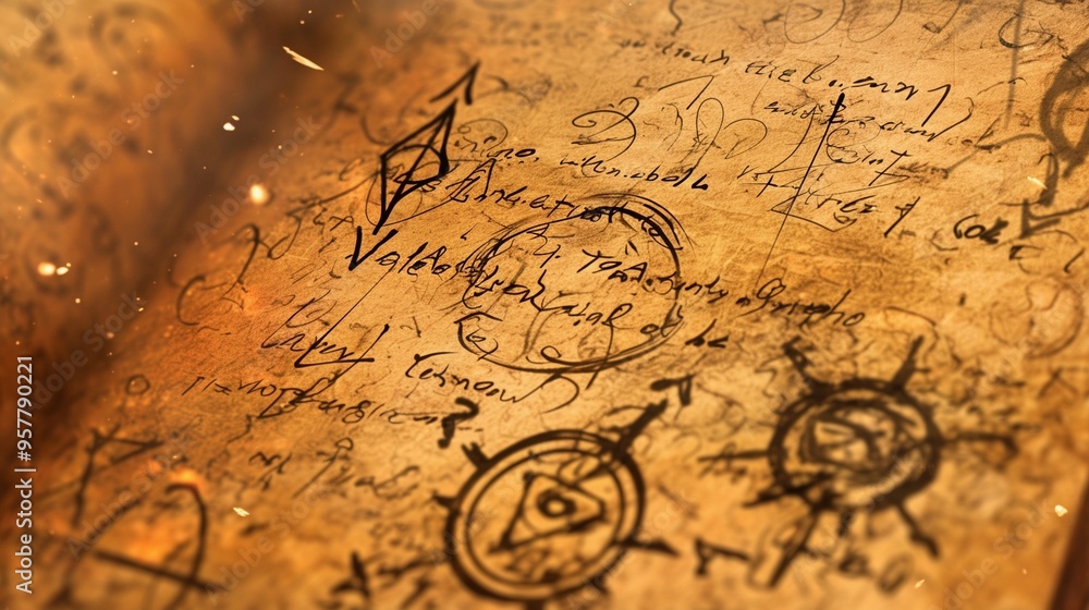 Fototapeta premium 古びた魔法書のページ5