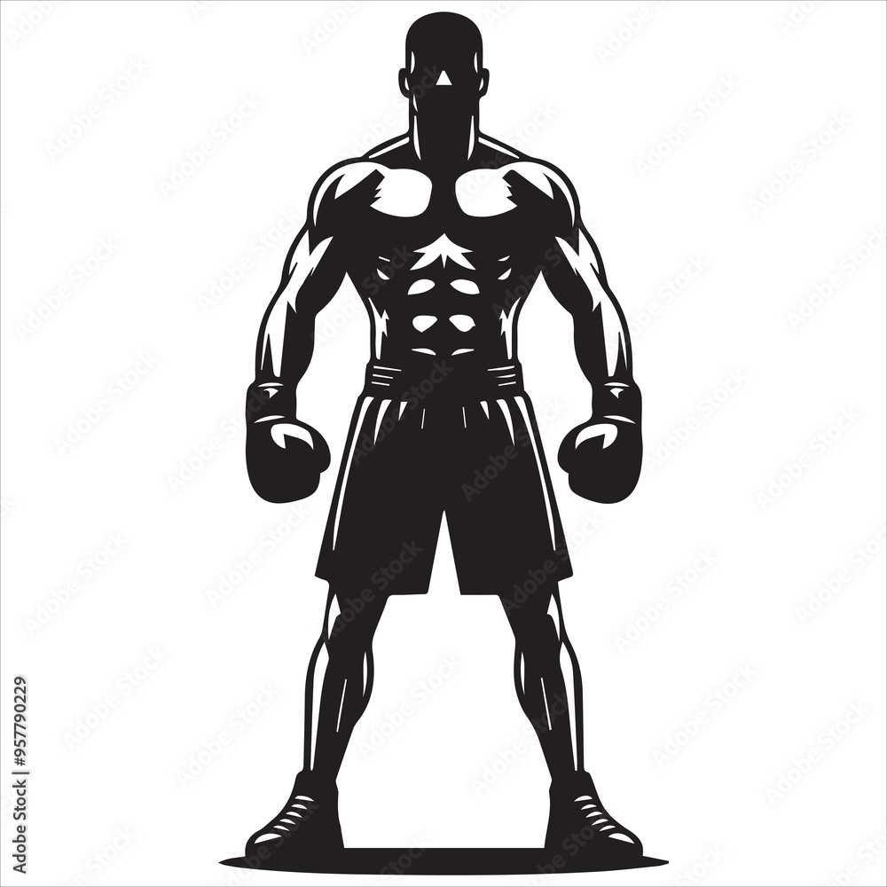 Boxing Boxer Silhouette vector Illustration editable eps Boxing Boxer Silhouette vector Illustration editable eps