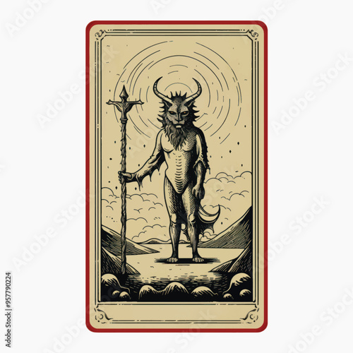 Mythical creature tarot card illustration