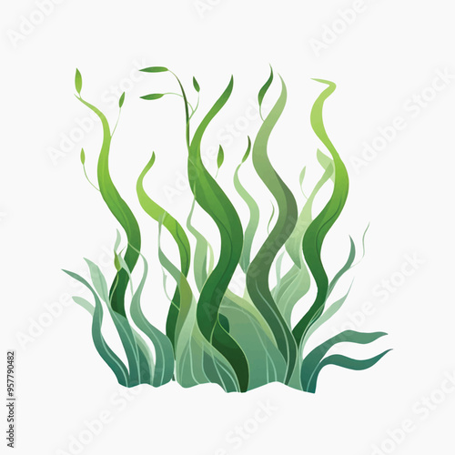 Green seaweed vector illustration