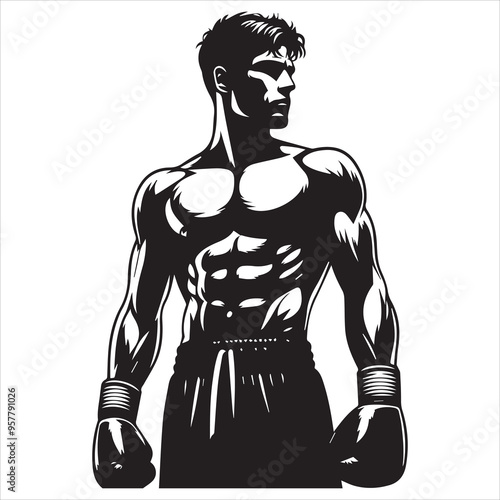 Boxing Boxer Silhouette vector Illustration editable eps 