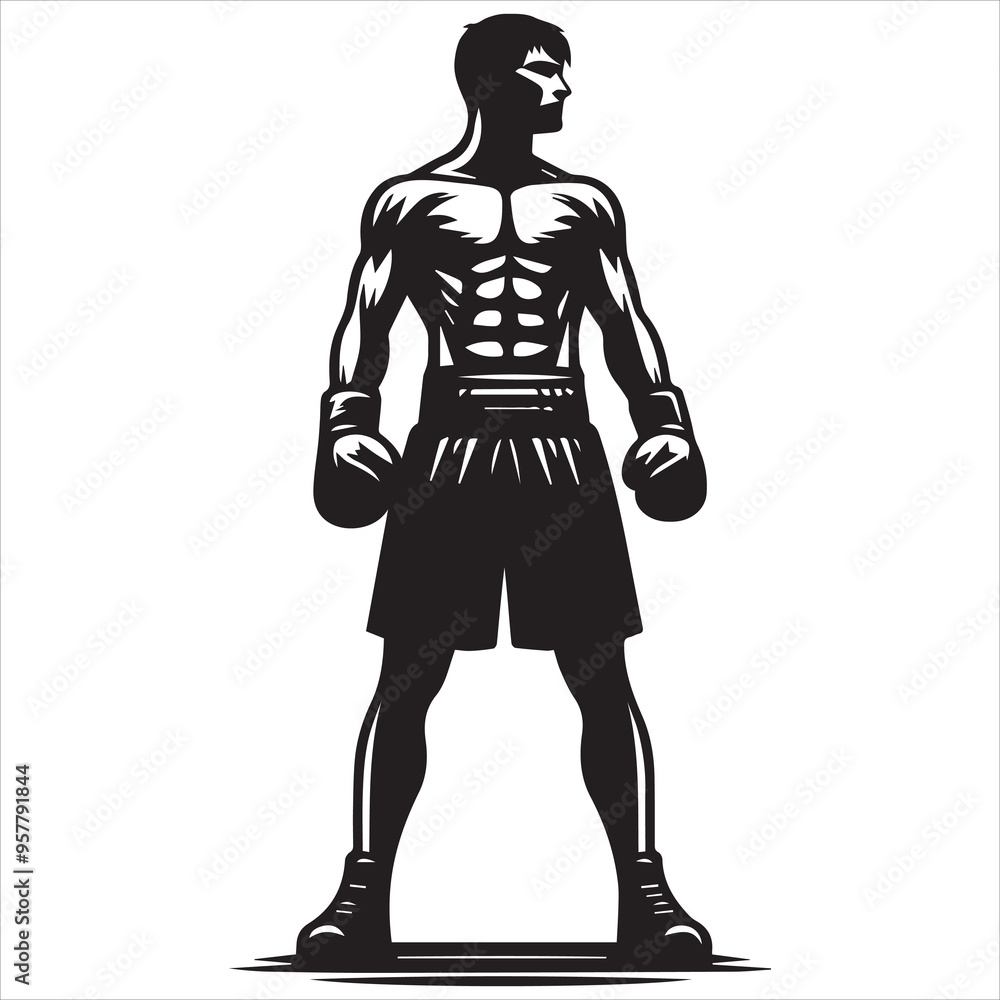 Boxing Boxer Silhouette vector Illustration editable eps Boxing Boxer Silhouette vector Illustration editable eps
