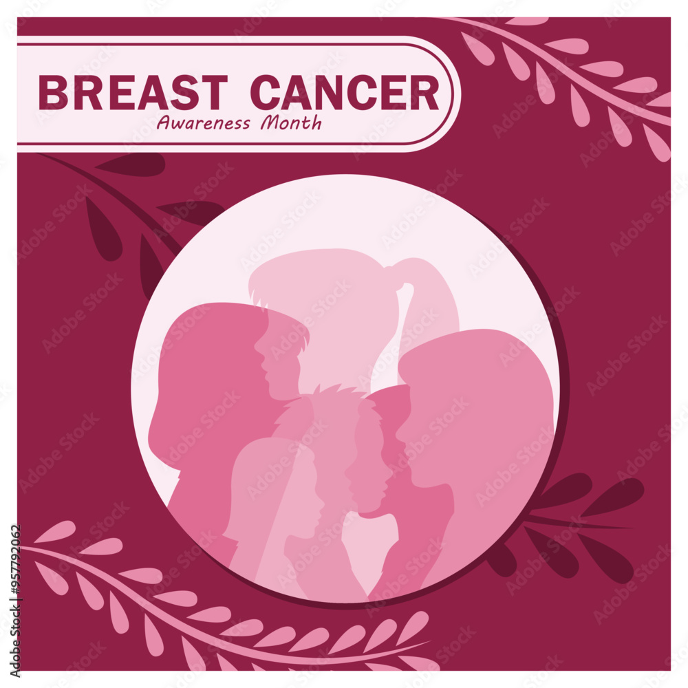 Women celebrate breast cancer awareness month. Women of various ethnicities stand side by side. Breast cancer awareness month concept. Flat vector illustration. Women celebrate breast cancer awareness month. Women of various ethnicities stand side by side. Breast cancer awareness month concept. Flat vector illustration.