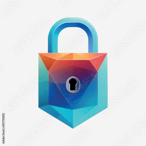 Colorful geometric padlock icon