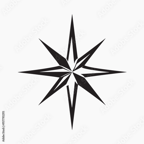 Stylized black compass rose design