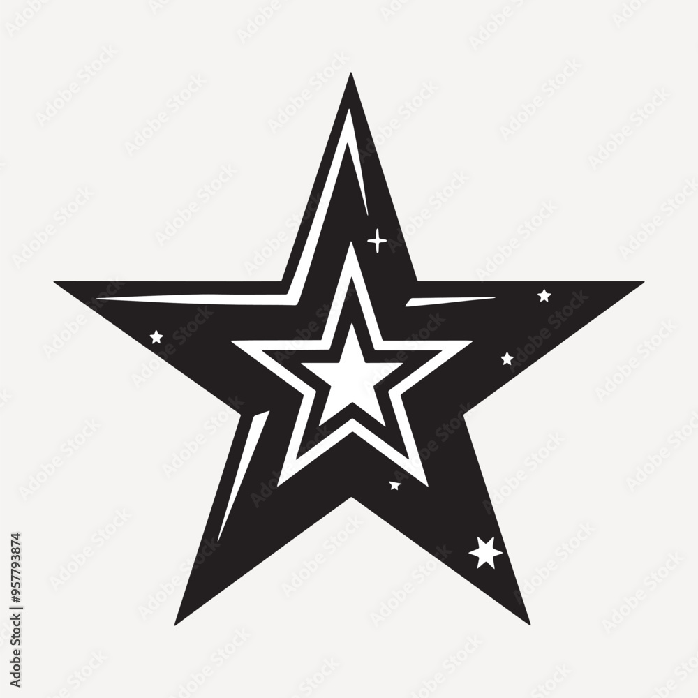 Black star with smaller stars Black star with smaller stars