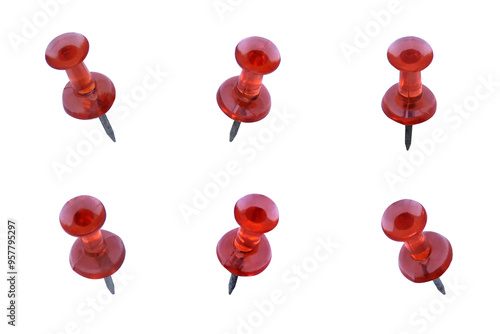 Set of paper pins on transparent background png file
