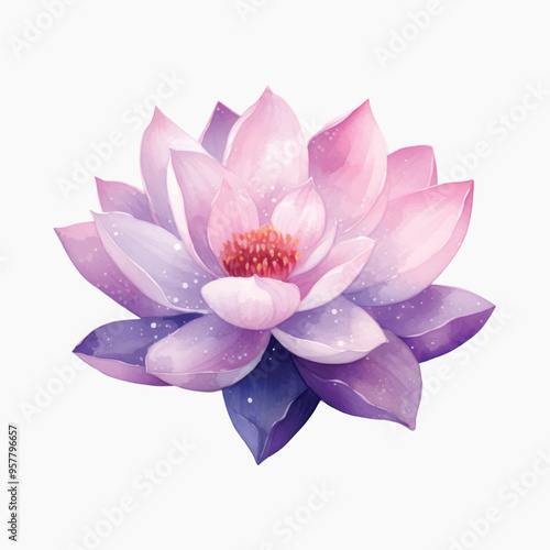 Vibrant watercolor lotus flower