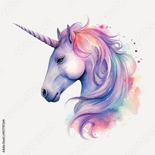 Colorful mystical unicorn art